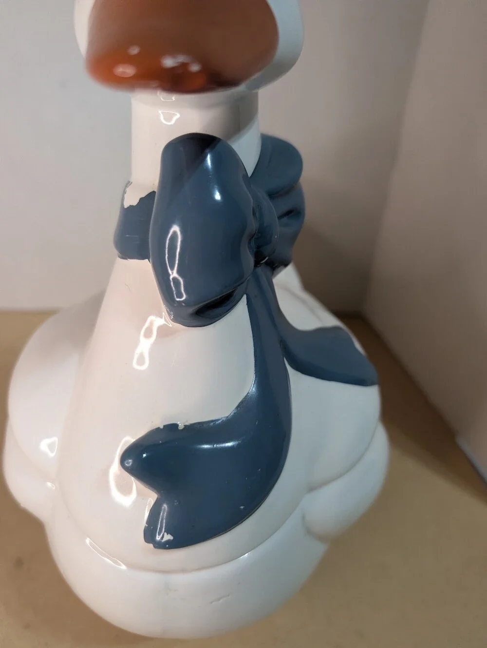 Goose Cookie Jar Blue Bow VTG Grandma Core Cottage Decor 80s Kitchen Ceramic